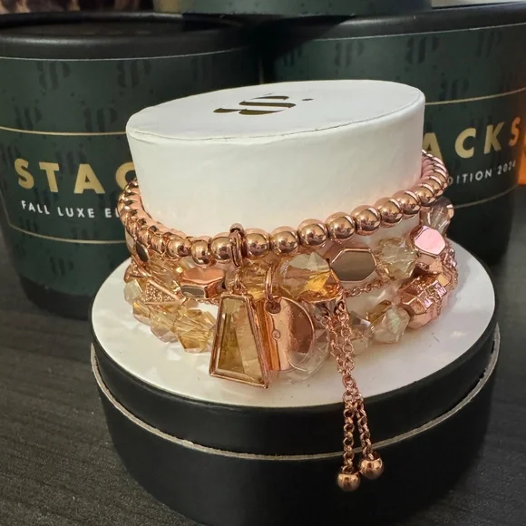 BP Bomb Party Ladies Fall Lynx Stacks Bracelet Rose Gold NIB - Picture 3 of 5